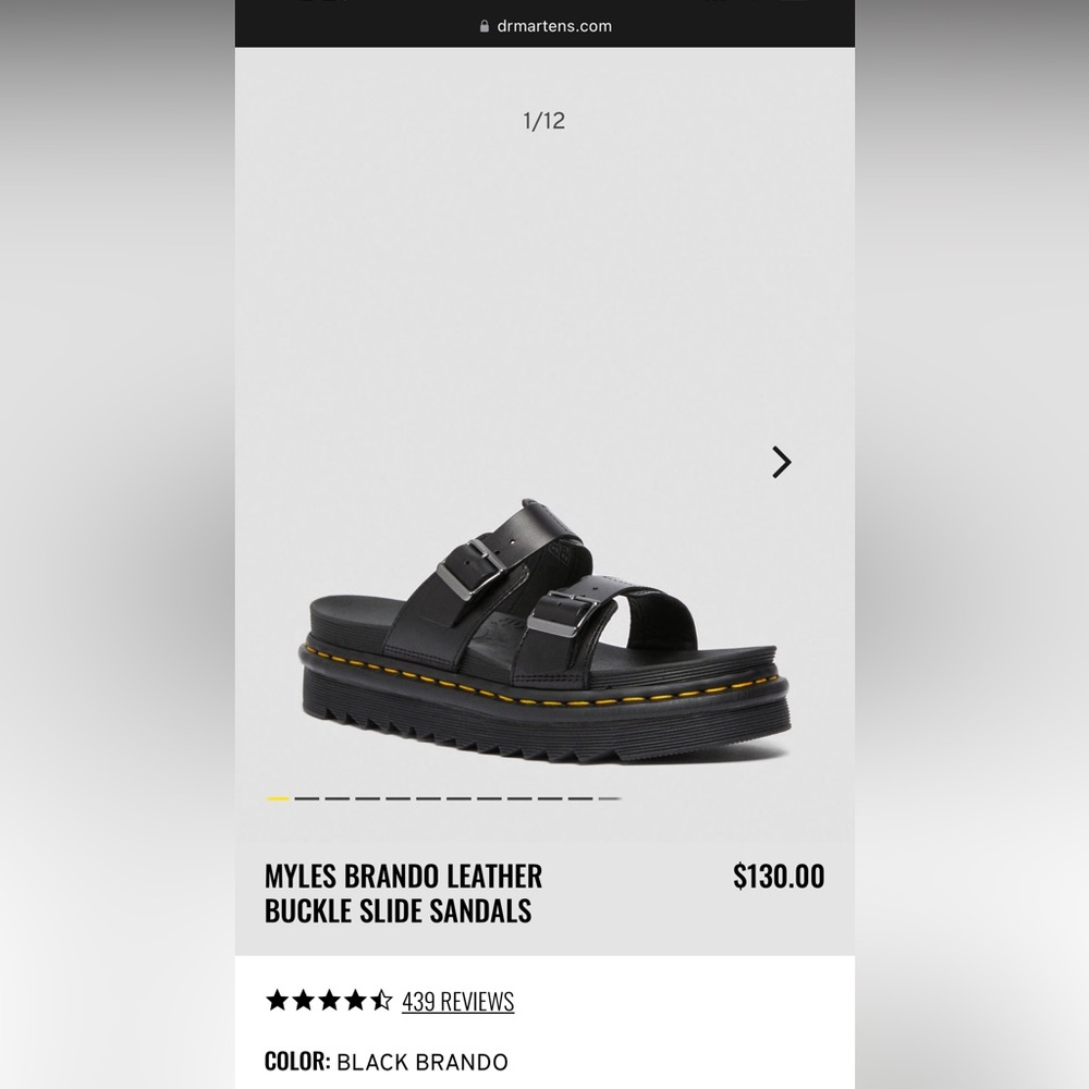 NWT Doc Martens Myles Brando Leather Slide Sandals in black buckles platforms - Picture 9 of 15